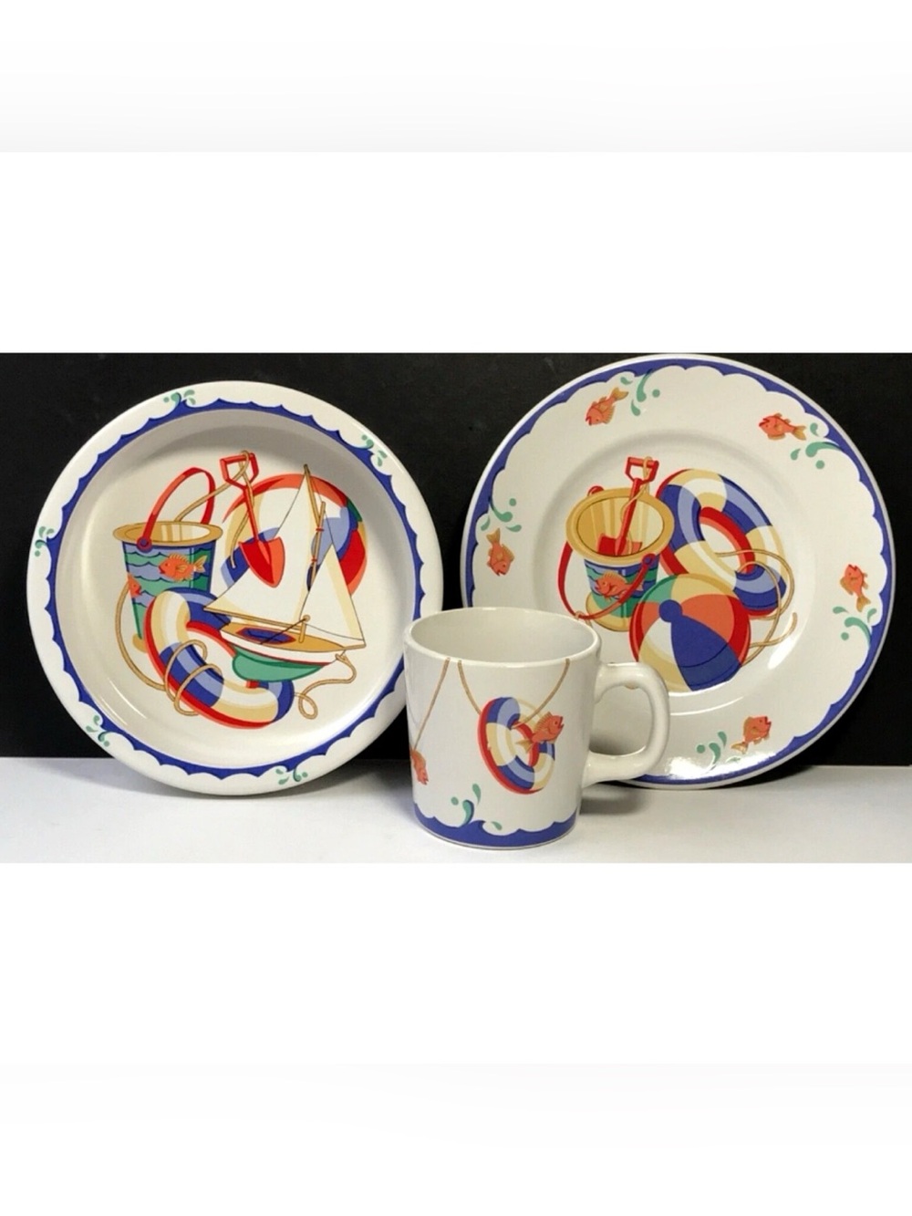 TIFFANY & Co. PORCELAIN 3 Pc Set~ Tiffany Seashore Vintage from 1990